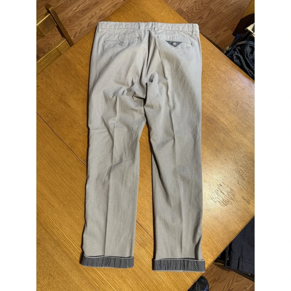 Ted Baker London MMT Penguin Mens 34R Chino Trousers Tan Beige Micro Texture